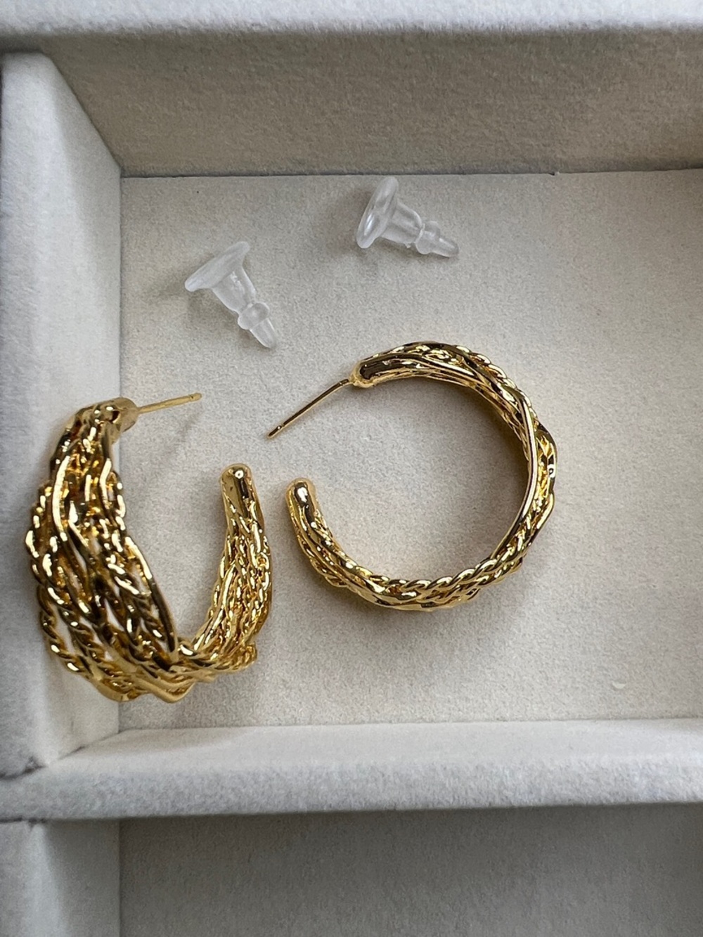 Gold Twisted Hoop Earrings - Women Jewelry New